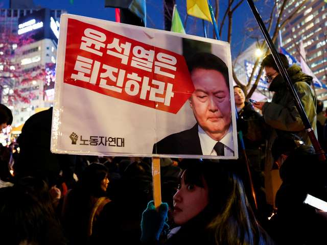 People rally calling for the resignation of South Korean President Yoon Suk Yeol, in Seoul