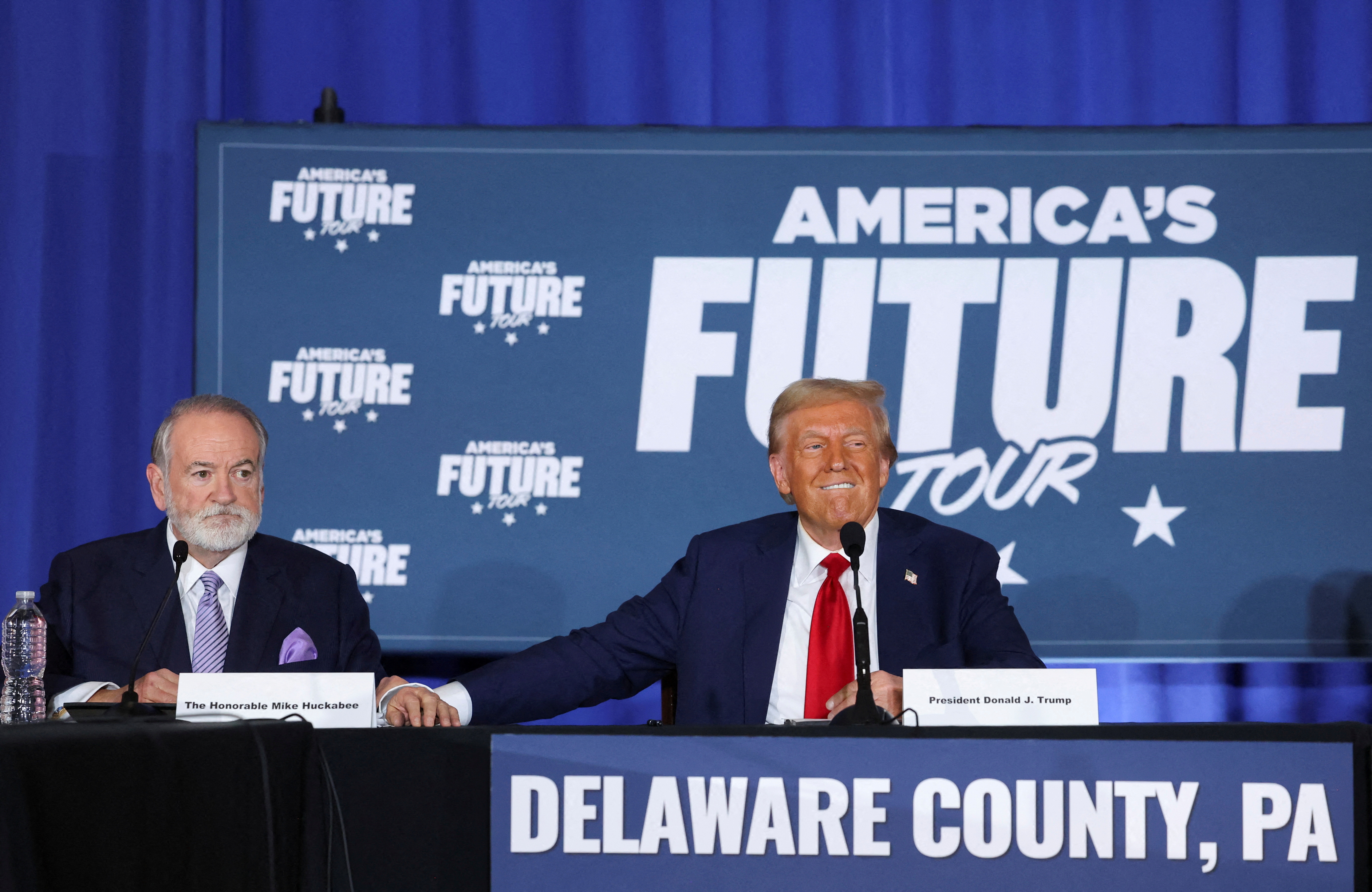 FILE PHOTO: Republican presidential nominee and former U.S. President Donald Trump arrives in Pennsylvania