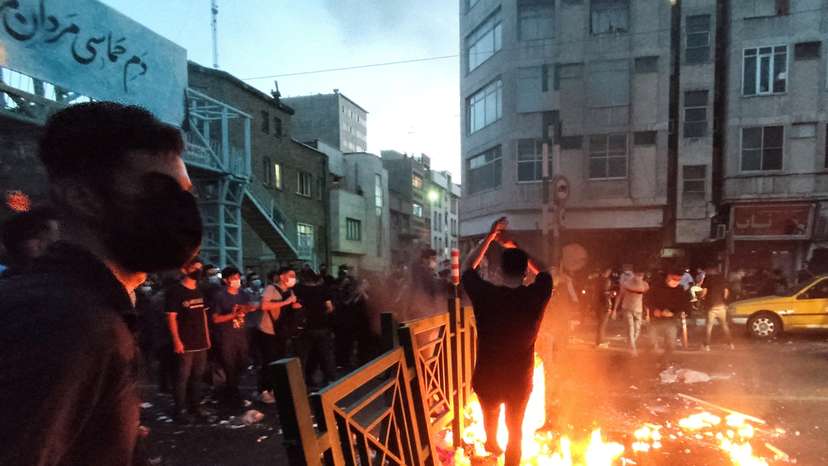 FILE PHOTO: Protest over the death of Mahsa Amini, a woman who died after being arrested by the Islamic republic's "morality police", in Tehran