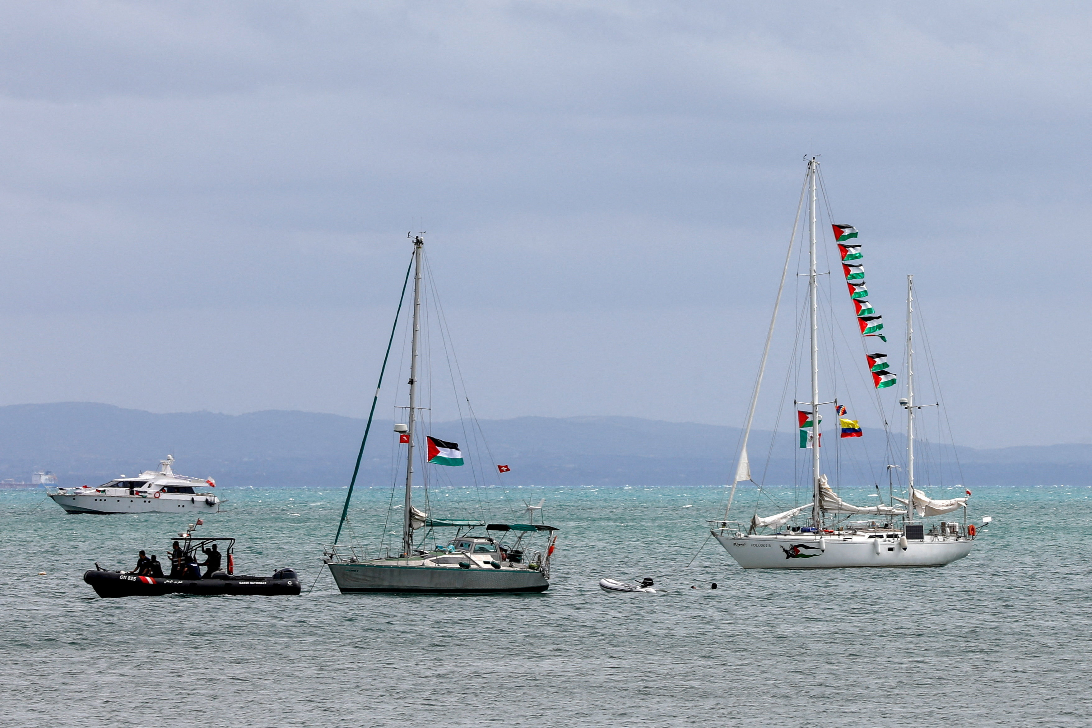 Global Sumud Flotilla waits near Sidi Bou Said to set sail towards Gaza