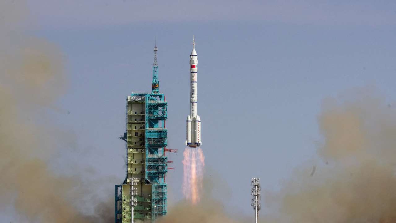 Long March-2F rocket carrying the Shenzhou-20 spacecraft takes off from the Jiuquan Satellite Launch Center