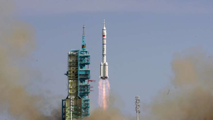 Long March-2F rocket carrying the Shenzhou-20 spacecraft takes off from the Jiuquan Satellite Launch Center