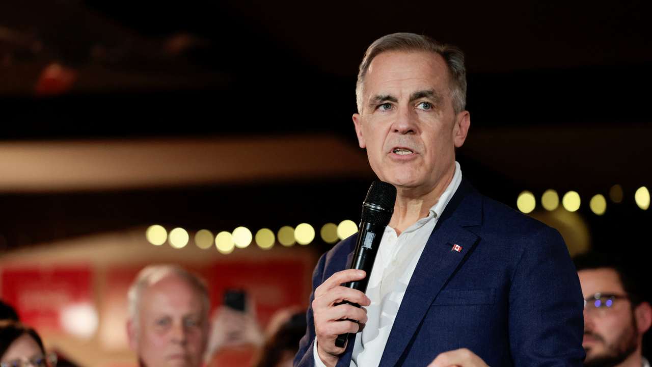 Canada's Prime Minister Mark Carney meets people at the Victoria Edelweiss Club