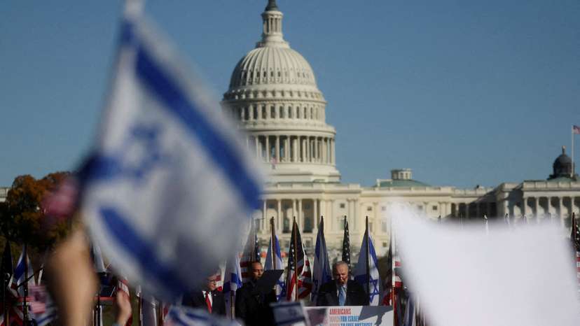 FILE PHOTO: Jewish Americans and supporters of Israel gather in solidarity with Israel and protest against antisemitism, in Washington