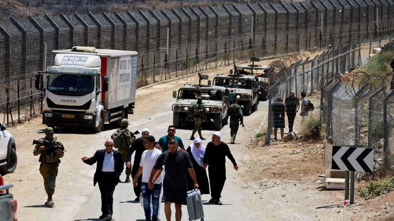 Ceasefire line between the Israeli-occupied Golan Heights and Syria, amid the ongoing conflict in the Druze areas in Syria