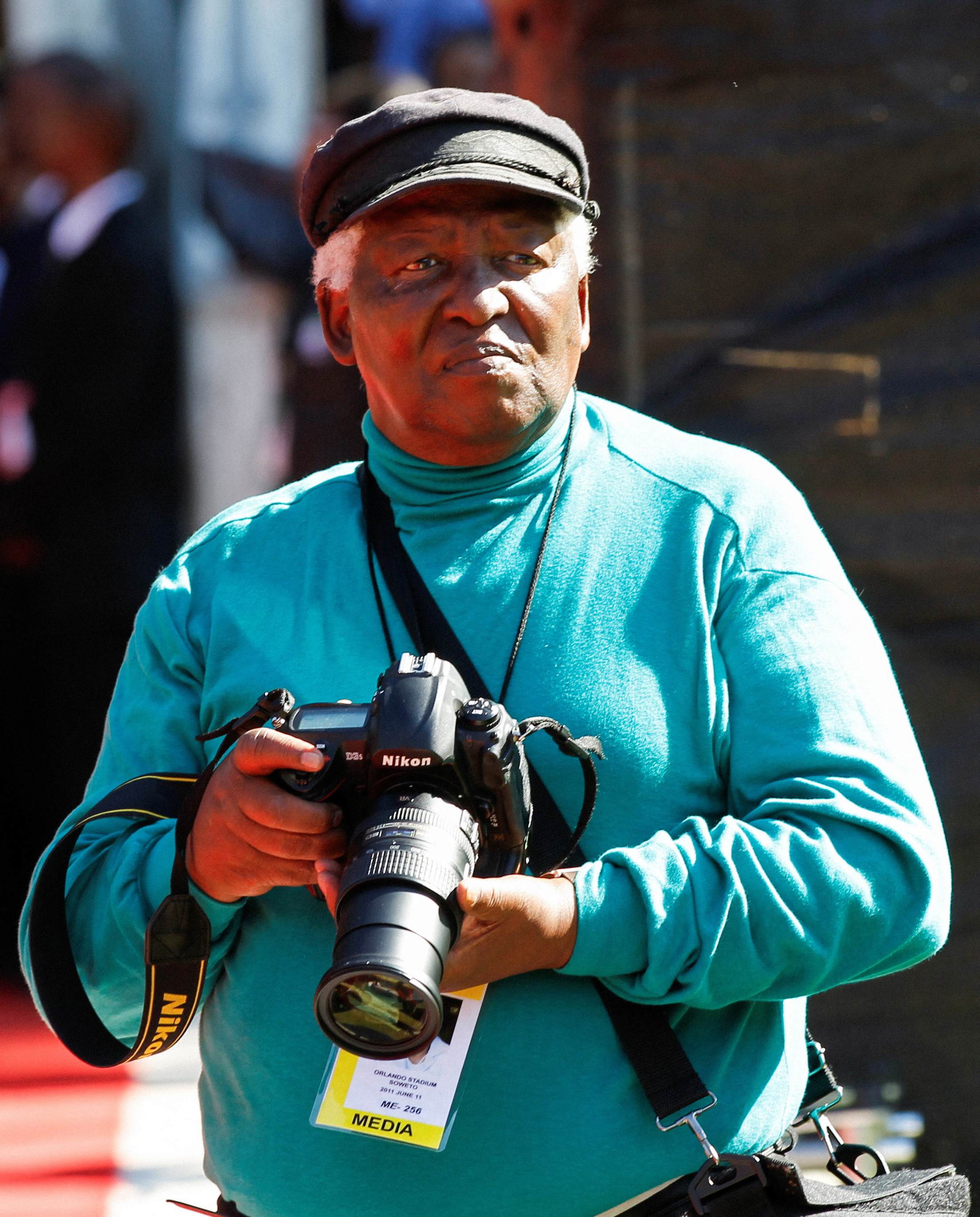 Veteran photojournalist doctor Peter Magubane at the funeral of Albertina Sisulu, in Johannesburg