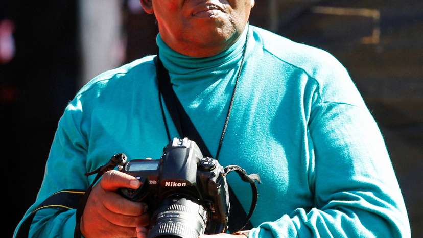 Veteran photojournalist doctor Peter Magubane at the funeral of Albertina Sisulu, in Johannesburg
