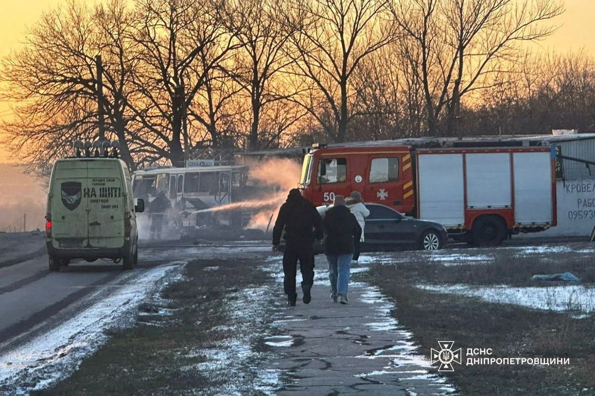 Aftermath of an attack in the Dnipropetrovsk region of Ukraine