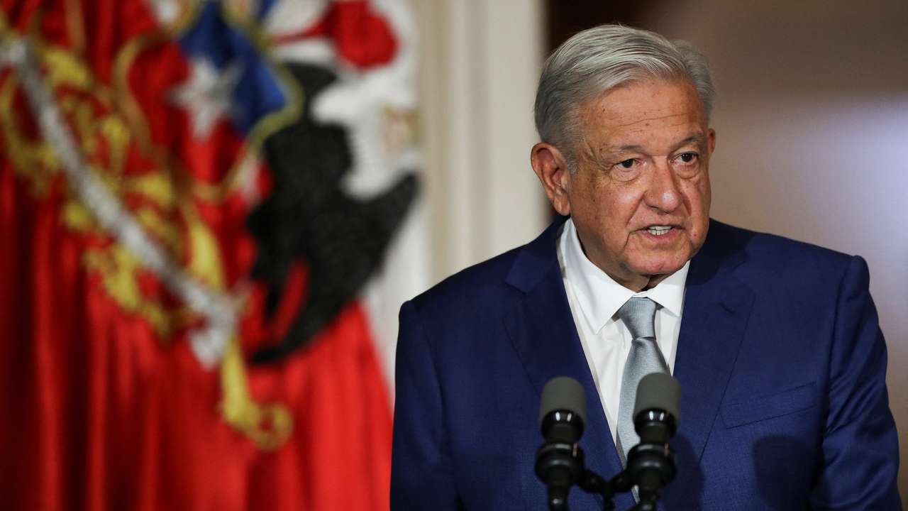 Chile's President Gabriel Boric and Mexico's President Andres Manuel Lopez Obrador meet at La Moneda government palace in Santiago