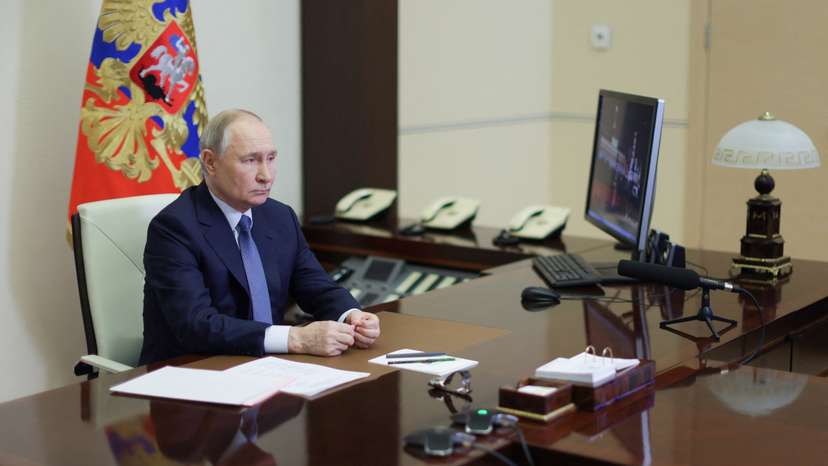 Russian President Putin chairs a Security Council of Russia meeting outside Moscow