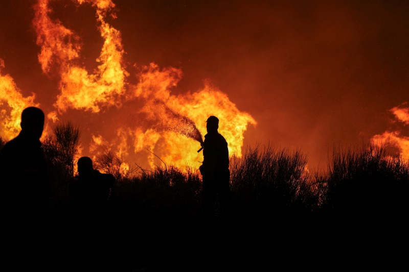 Wildfire burns in Dionysos, near Athens