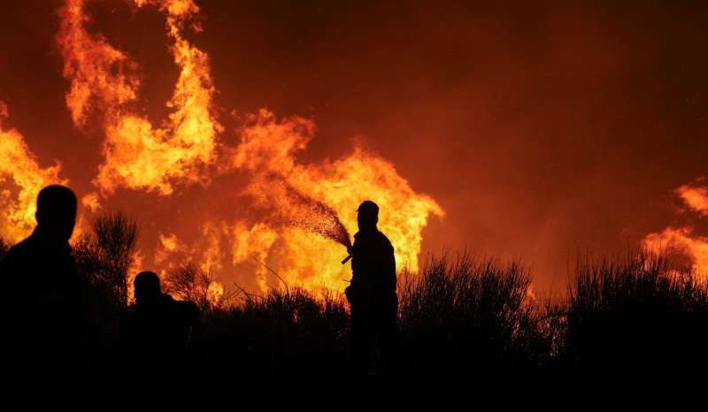 Wildfire burns in Dionysos, near Athens