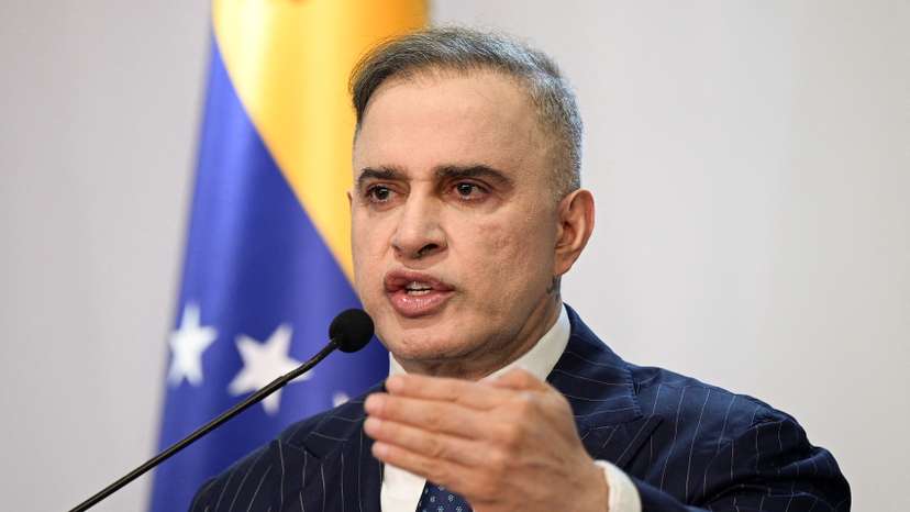 Venezuela's Attorney General Tarek Saab addresses the media, in Caracas