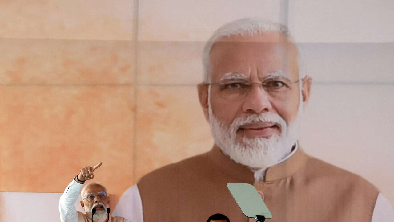 FILE PHOTO: Indian PM Modi attends an election campaign rally, in Meerut