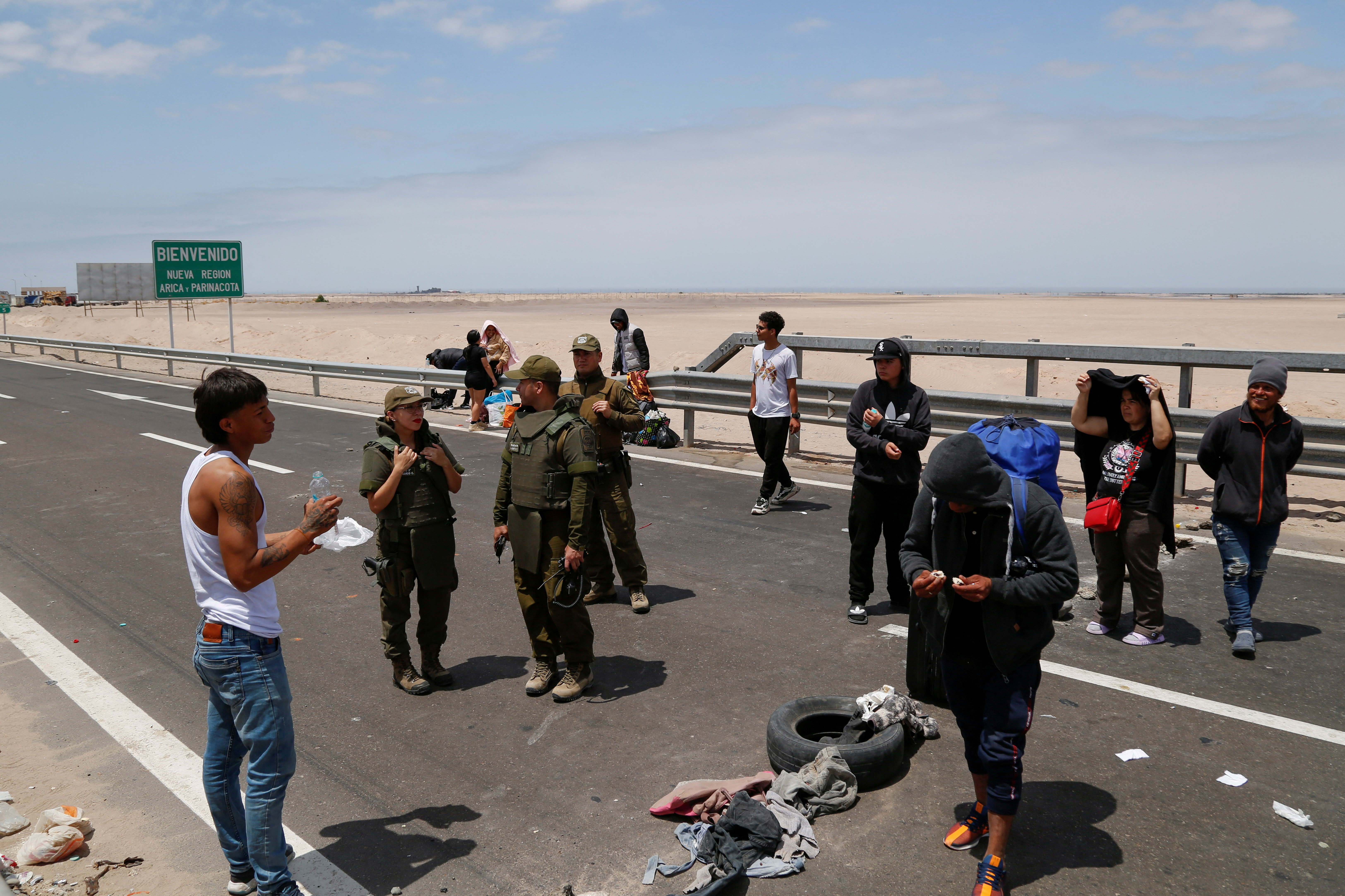 Venezuelan migrants stranded after Peru tightens border security, in Arica