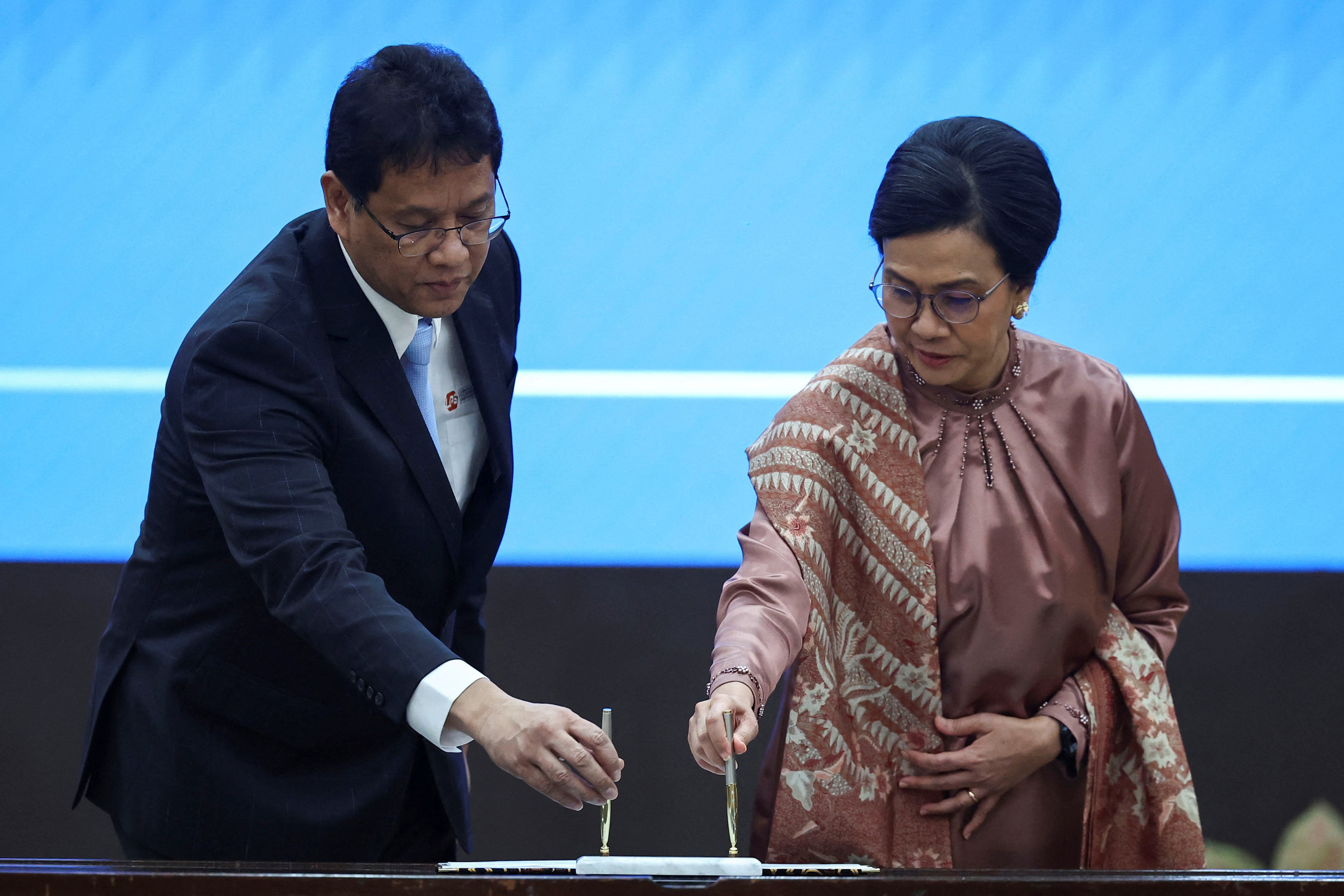 Indonesia's finance minister handover ceremony in Jakarta