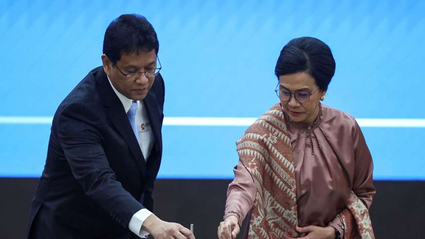 Indonesia's finance minister handover ceremony in Jakarta