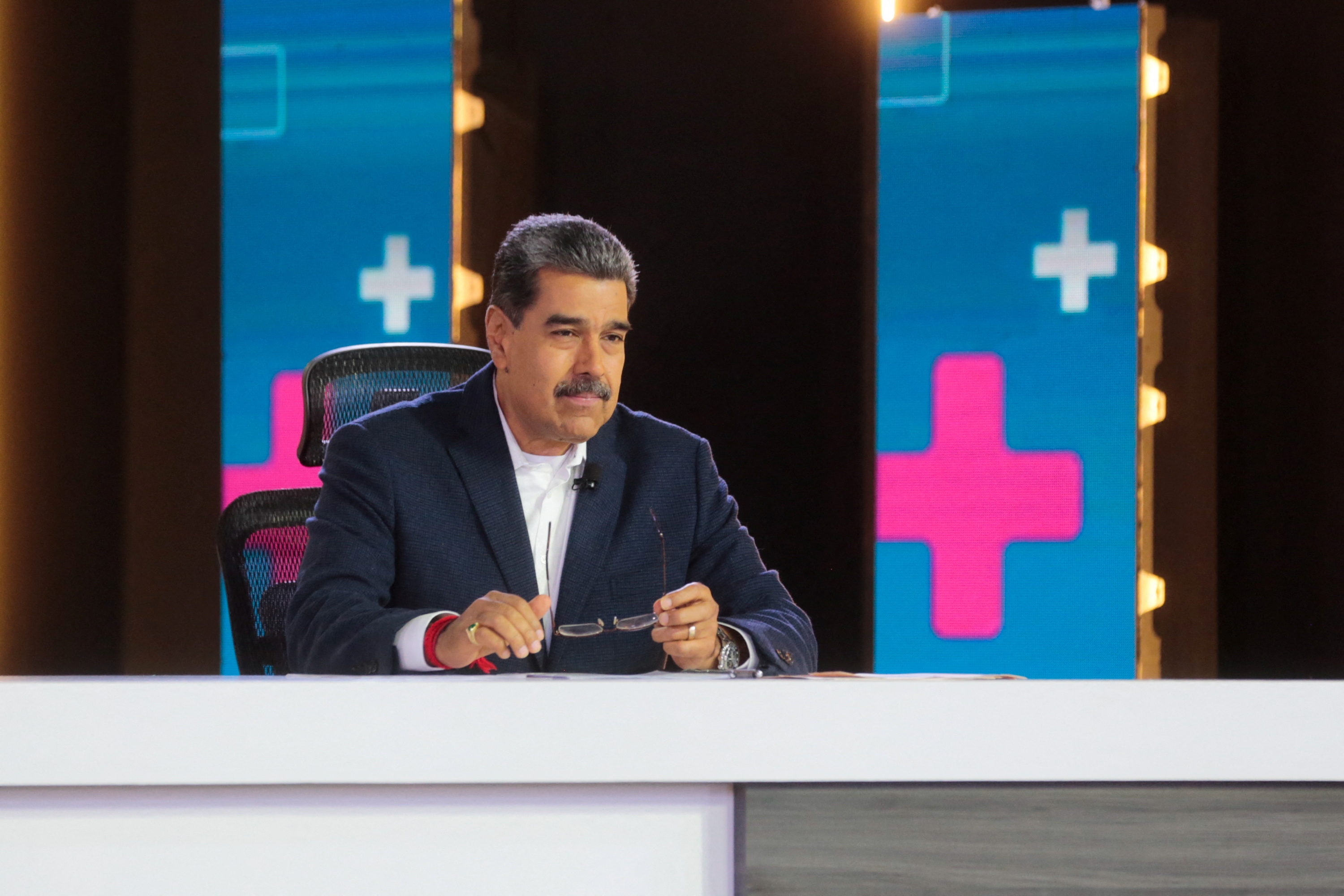 Venezuelan President Nicolas Maduro holds a press conference