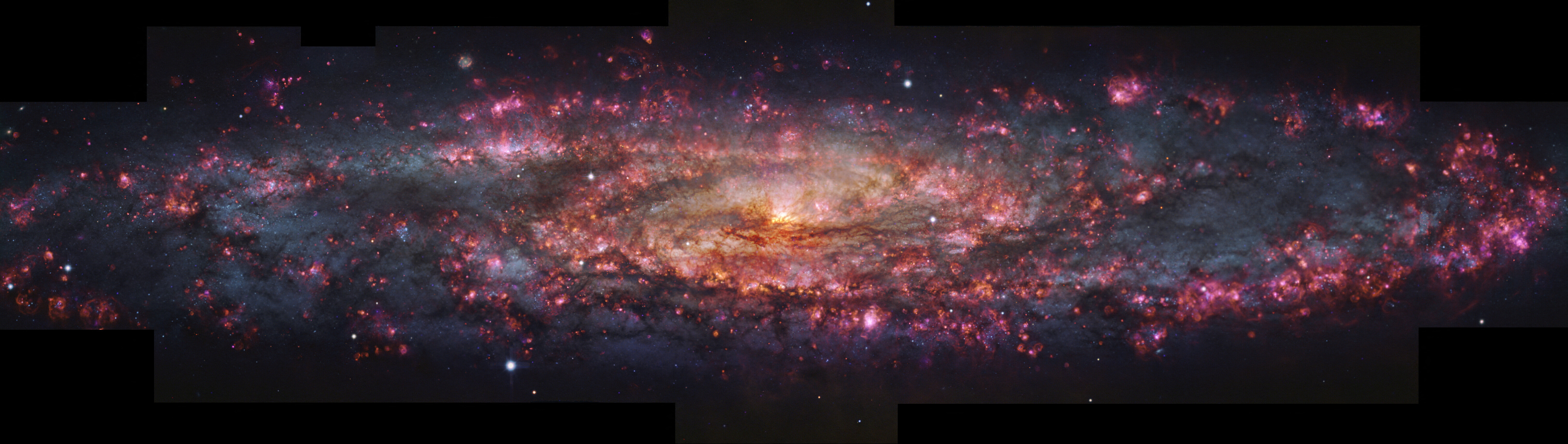 Thousand-color image of the Sculptor galaxy captured with the MUSE instrument at the European Southern Observatory's Very Large Telescope in Chile