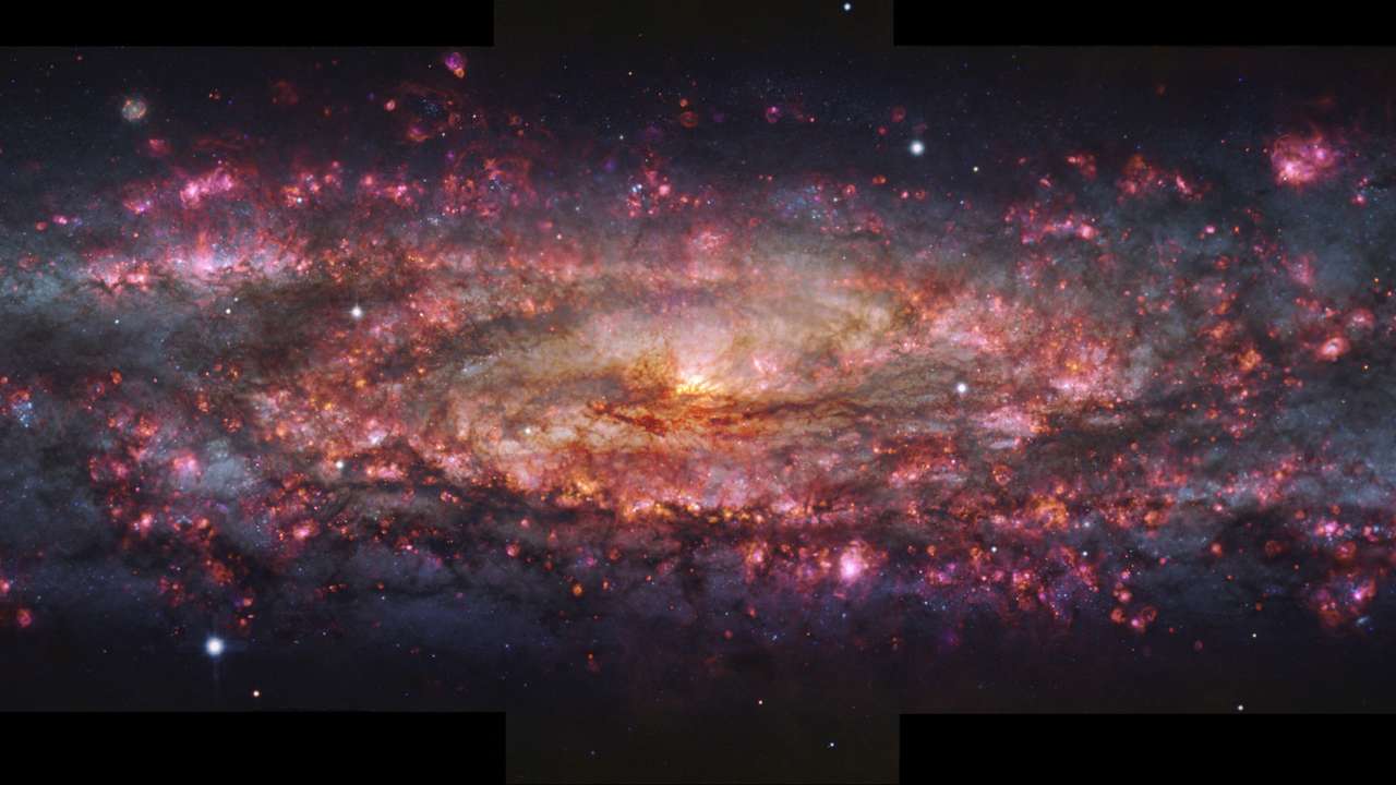 Thousand-color image of the Sculptor galaxy captured with the MUSE instrument at the European Southern Observatory's Very Large Telescope in Chile