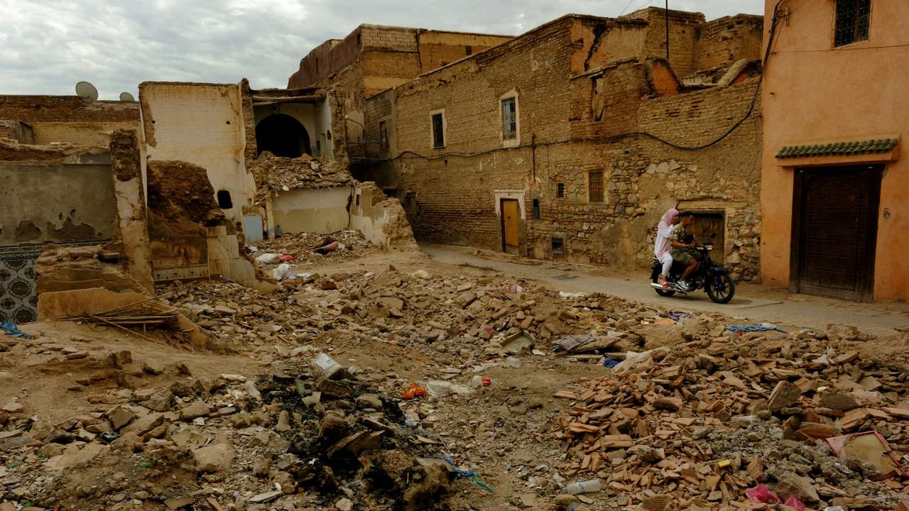 Damaged buildings in the aftermath of last month's deadly earthquake in Marrakech