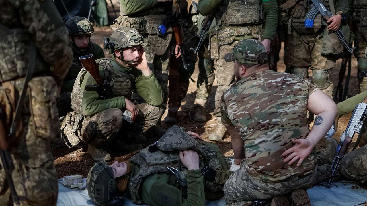 Young recruit of the Ukrainian Armed Forces attends an exercise in Kyiv region