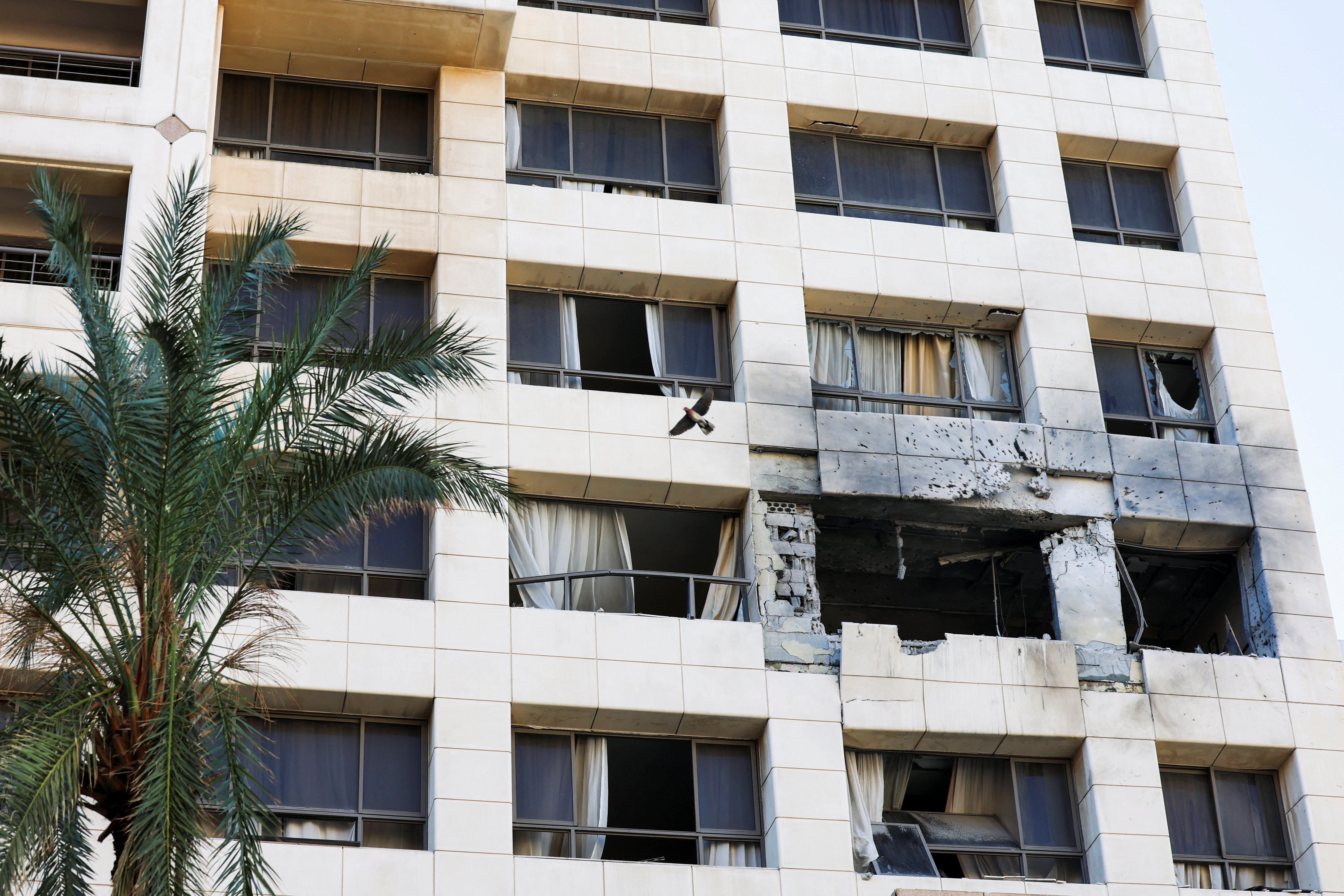 Aftermath of an Israeli strike on an apartment in the Ramada Plaza hotel building, in Beirut