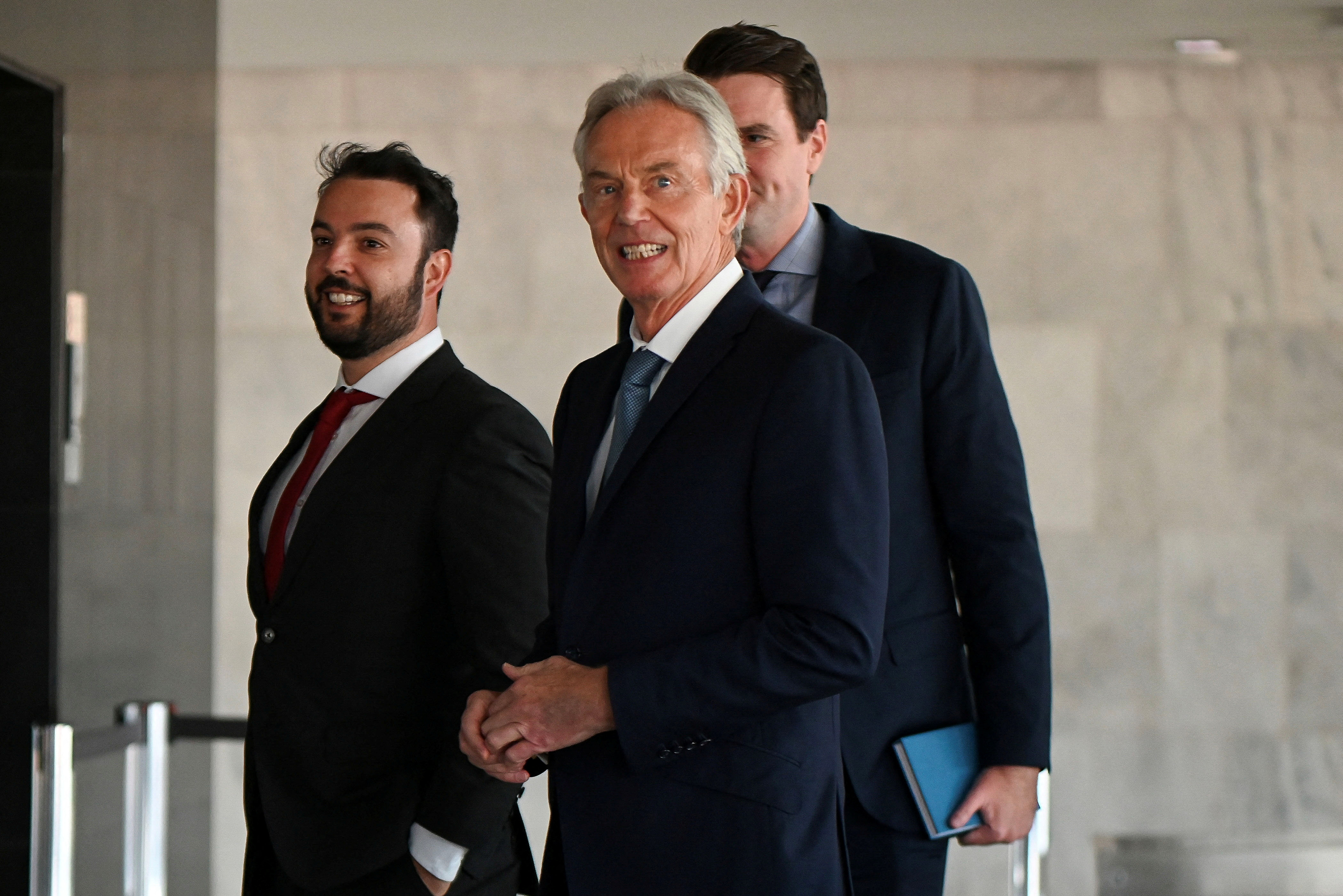 Former British Prime Minister Blair arrives for a meeting with Brazilian President Luiz Inacio Lula da Silva in Brasilia