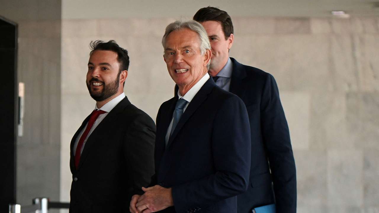 Former British Prime Minister Blair arrives for a meeting with Brazilian President Luiz Inacio Lula da Silva in Brasilia