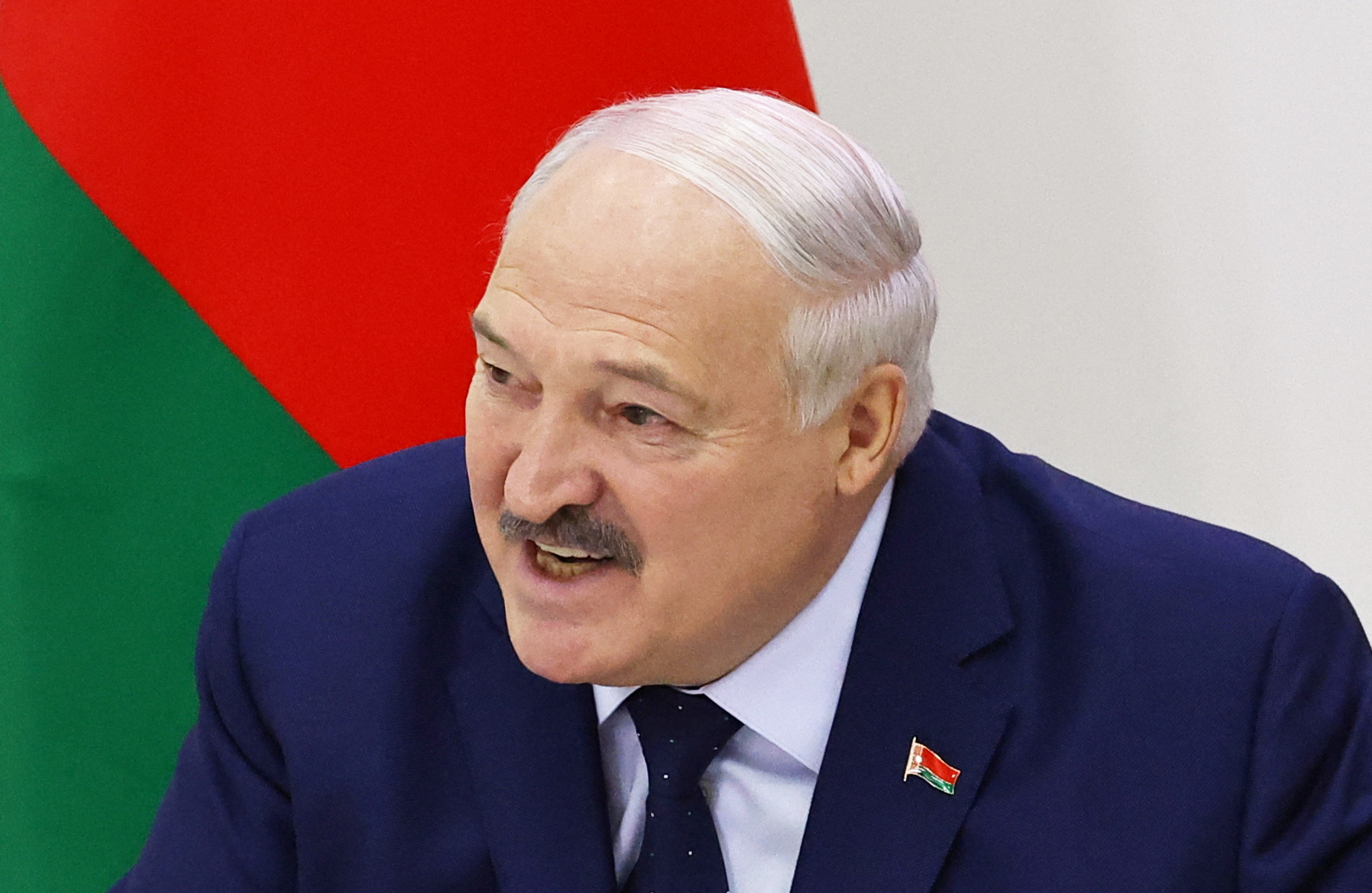 Belarusian President Alexander Lukashenko attends a press conference in Minsk