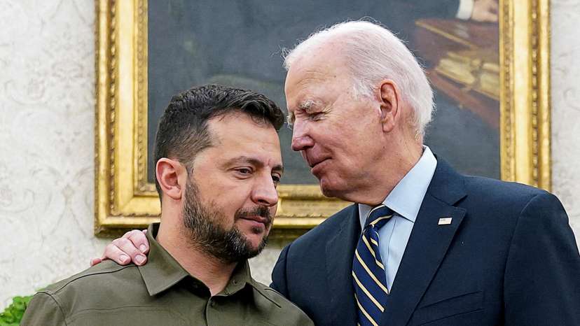 FILE PHOTO: Ukrainian President Zelenskiy meets with U.S. President Biden at the White House in Washington