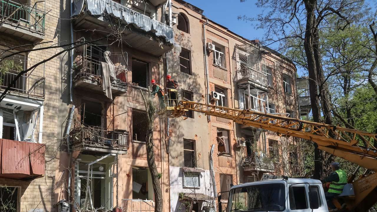Aftermath of a Russian missile strike in Kharkiv