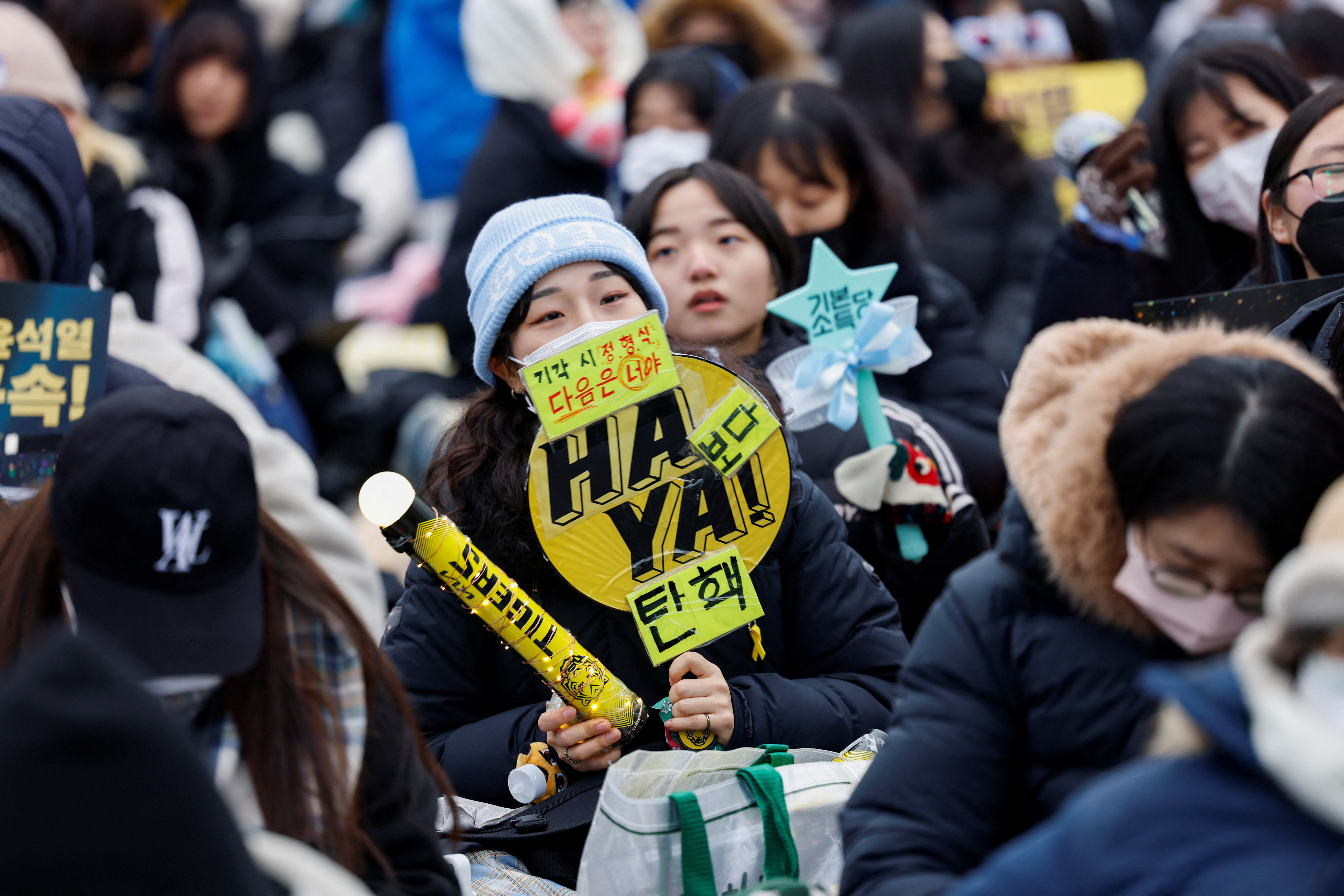 Protesters attend a rally against South Korea's impeached President Yoon Suk Yeol in Seoul