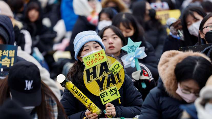 Protesters attend a rally against South Korea's impeached President Yoon Suk Yeol in Seoul