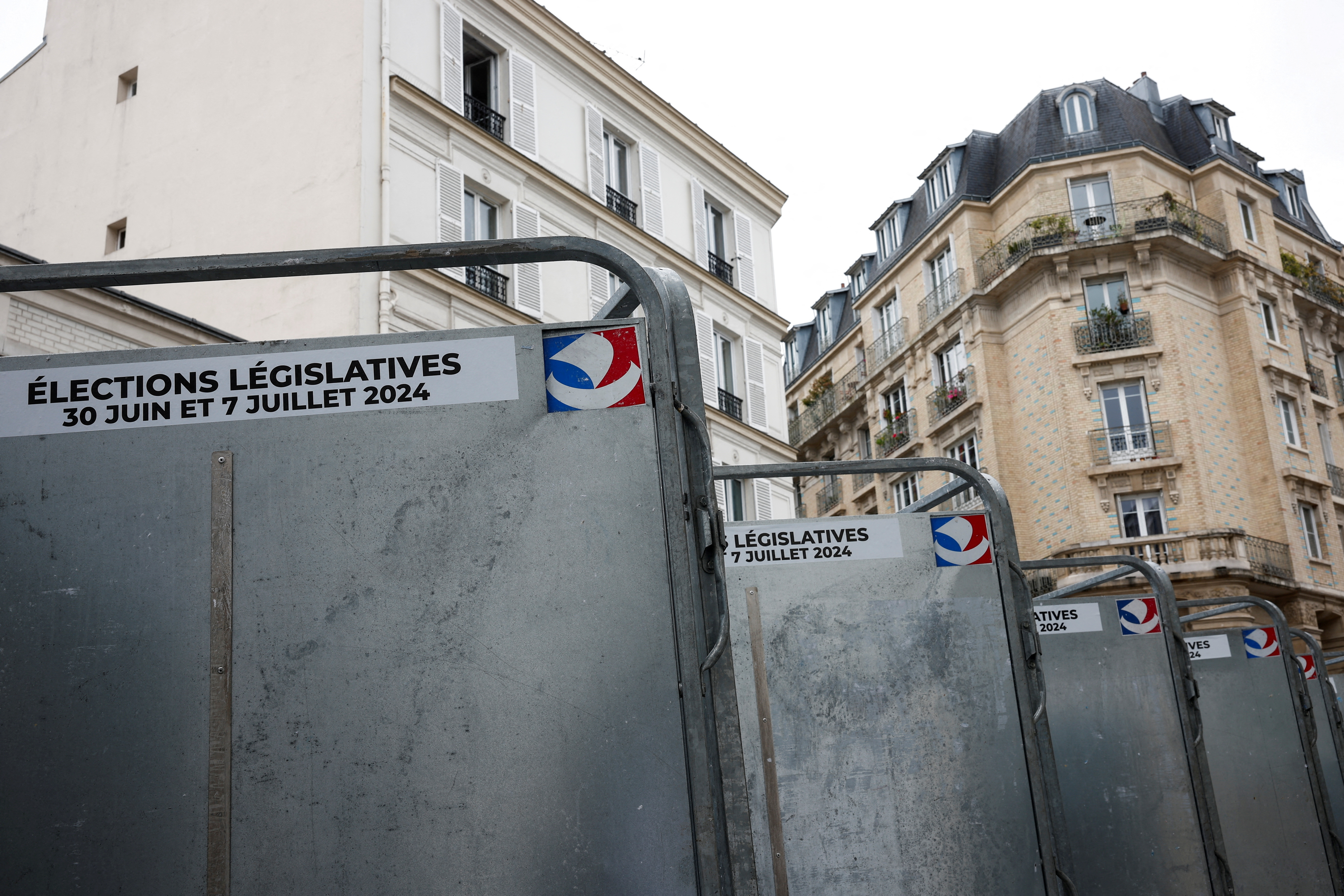 FILE PHOTO: Election boards are seen ahead of the French parliamentary elections