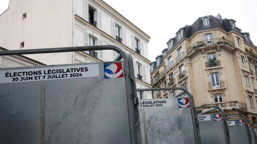 FILE PHOTO: Election boards are seen ahead of the French parliamentary elections