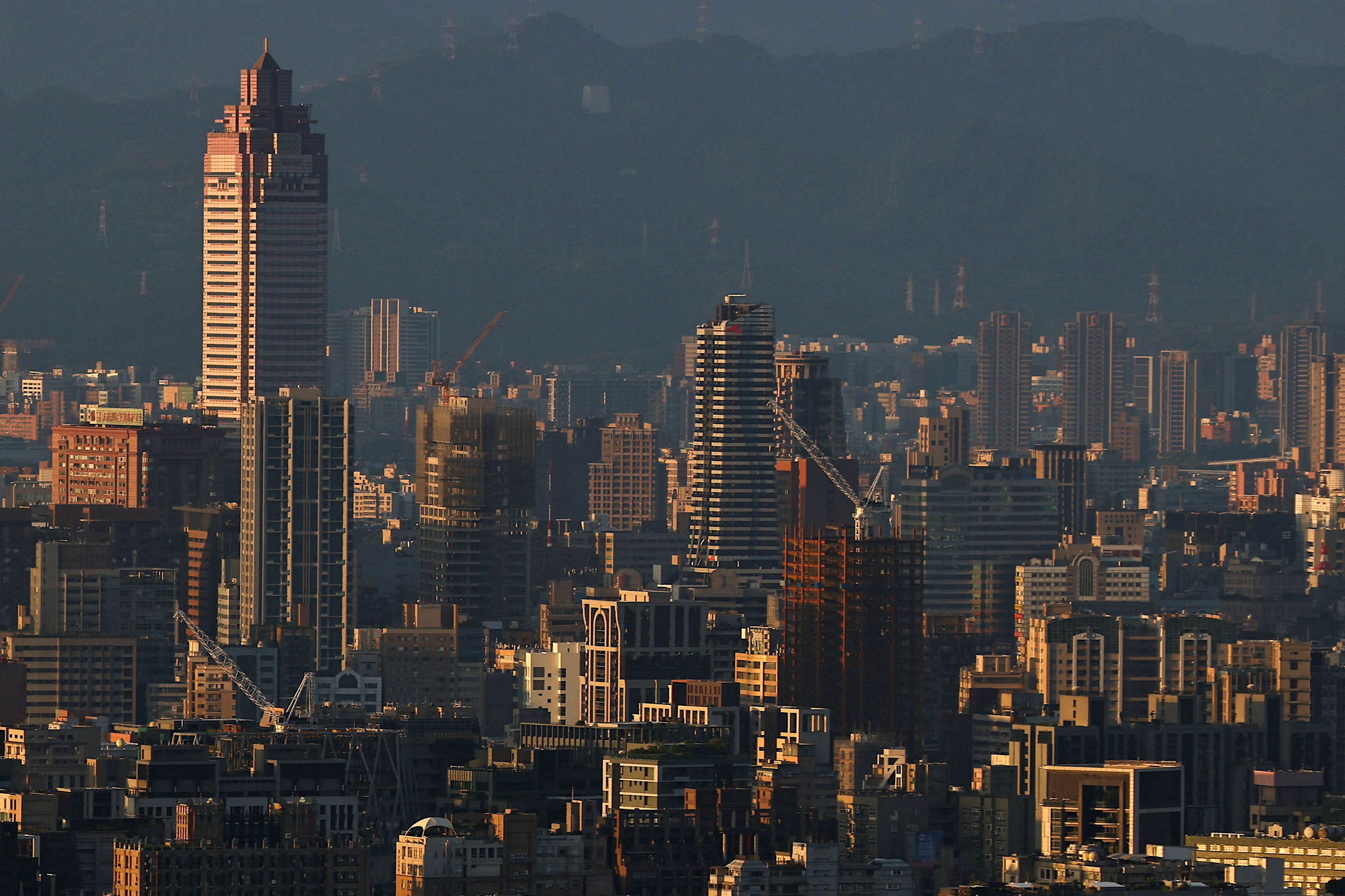 A general view of Taipei skyline during sunrise in Taipei