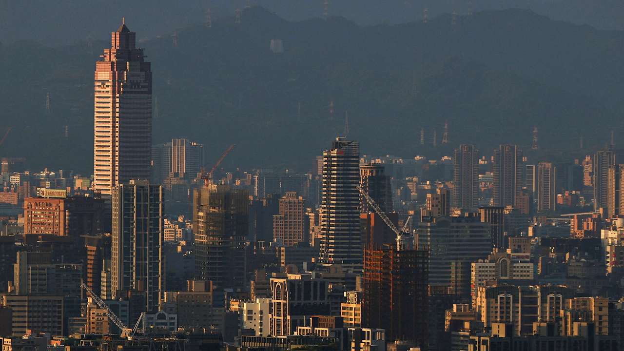 A general view of Taipei skyline during sunrise in Taipei