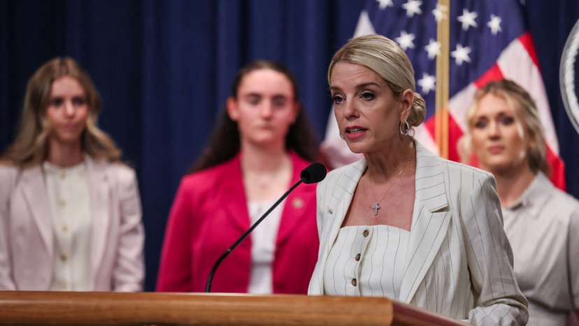 U.S. Attorney General Pam Bondi to unveil actions against Maine amid fight over transgender rights, in Washington, D.C.