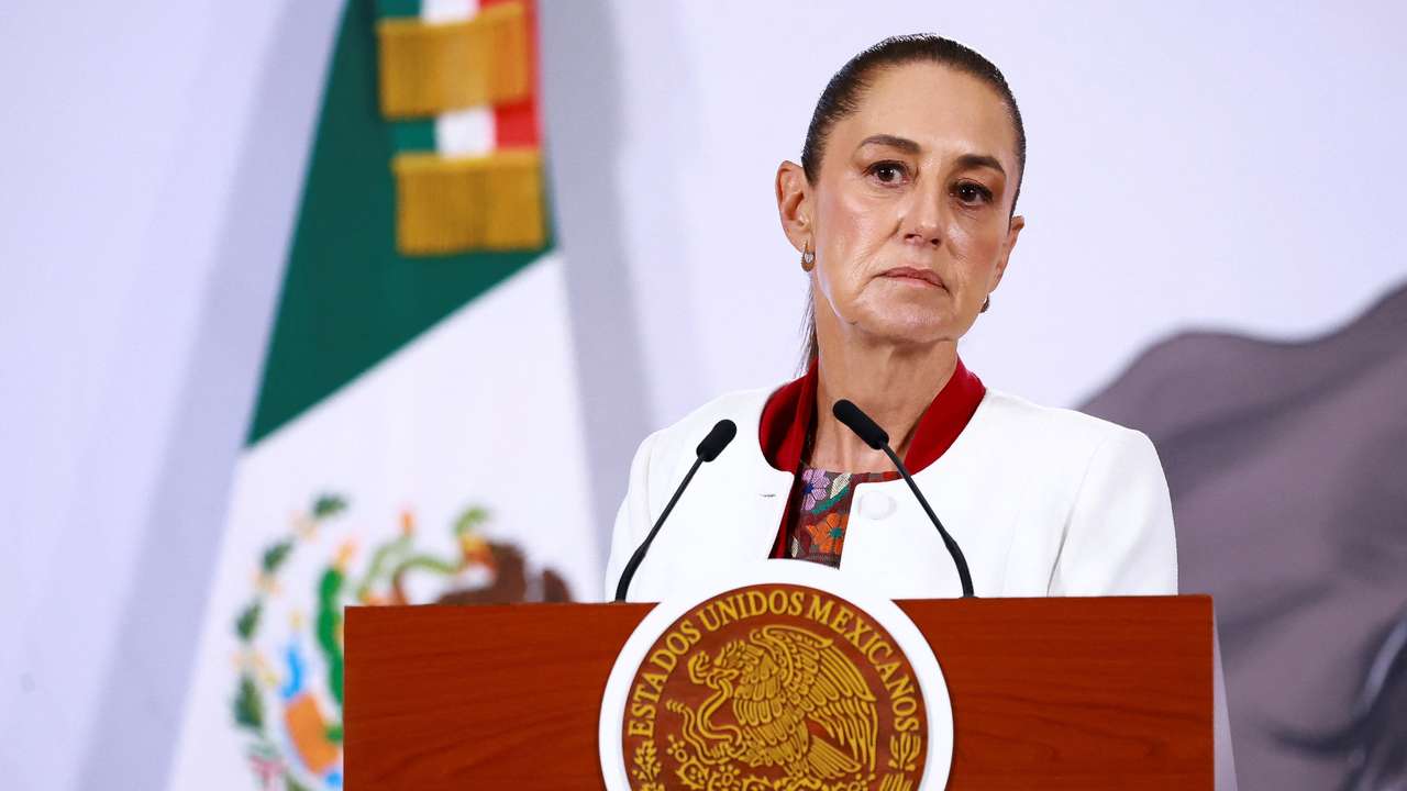 Mexican President Claudia Scheinbaum holds her morning press conference, at Palacio Nacional, in Mexico City