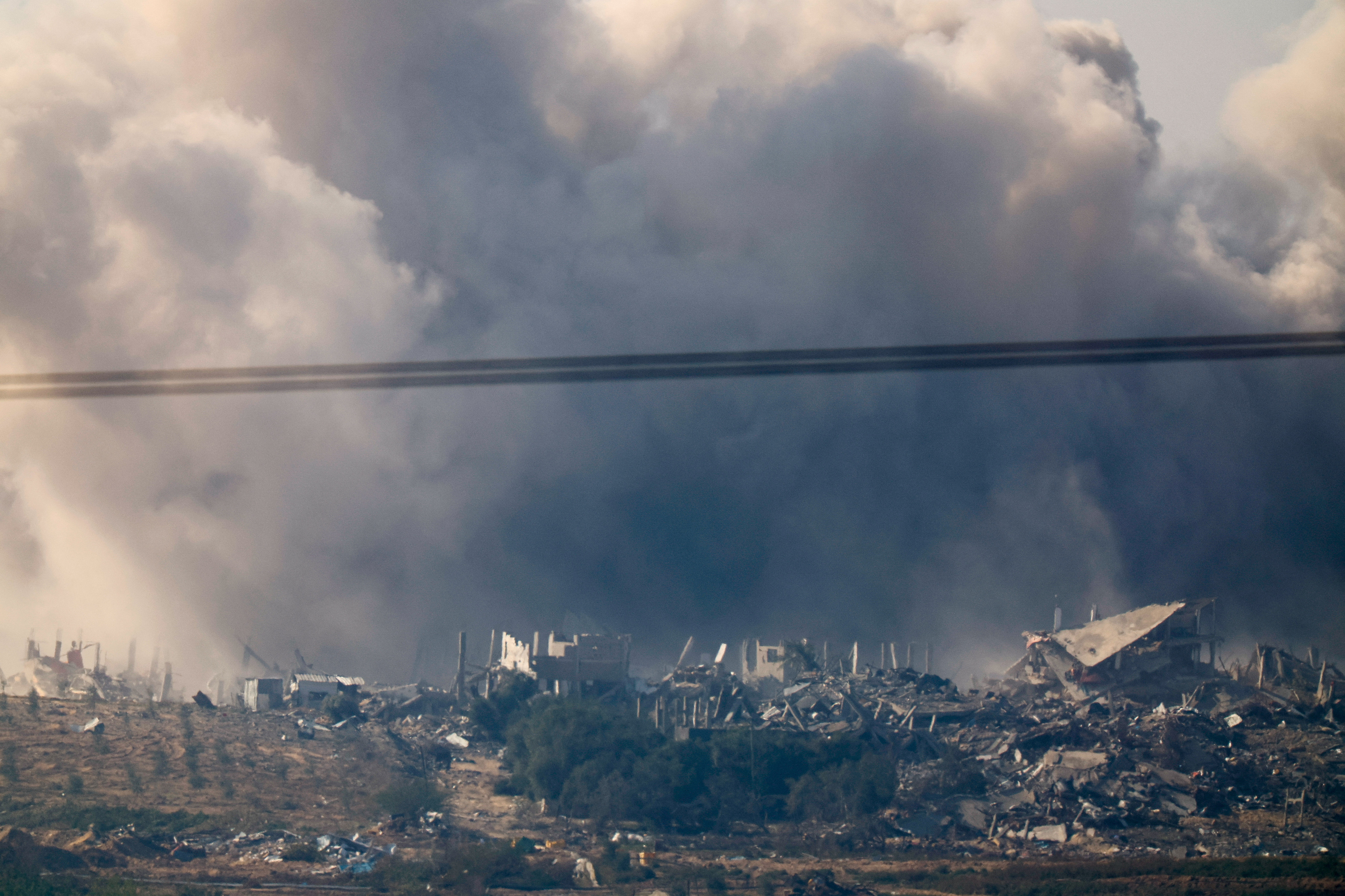 Smoke from an explosion rises in Gaza, after a temporary truce between Israel and the Palestinian Islamist group Hamas expired, as seen from southern Israel