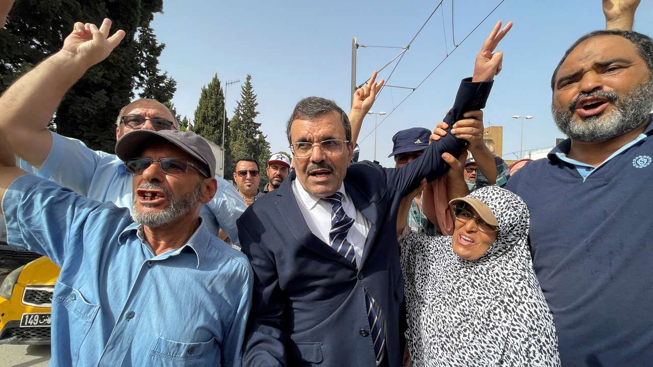 FILE PHOTO: Ali Larayedh, senior official of Tunisia's Islamist opposition party Ennahda, arrives for questioning in Tunis
