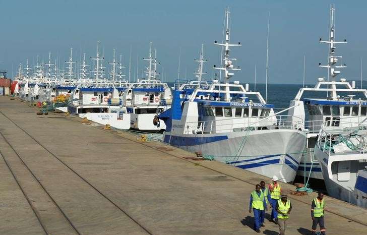 The fishing fleet of Mozambique government-owned tuna fishing company EMATUM