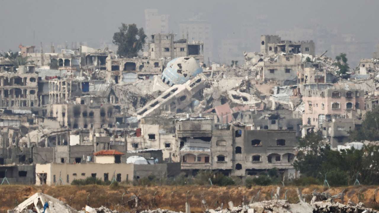 A general view of destruction in North Gaza, as seen from the Israeli side of the Israel-Gaza border