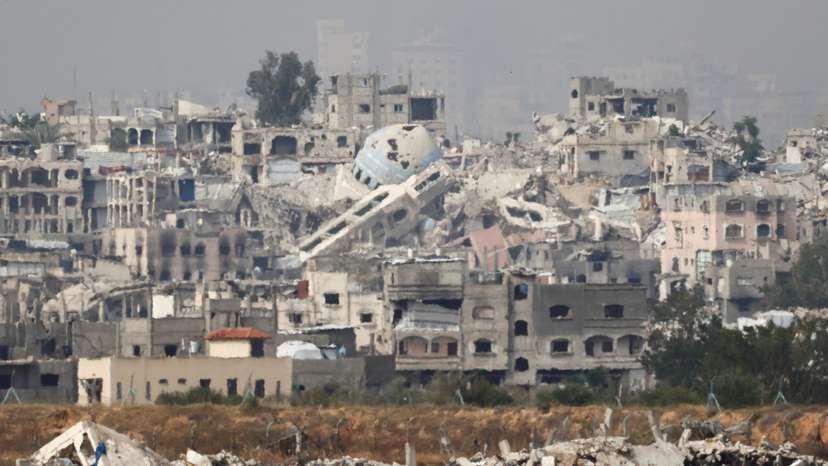 A general view of destruction in North Gaza, as seen from the Israeli side of the Israel-Gaza border
