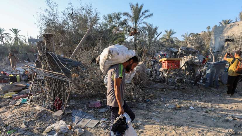 Aftermath of Israeli strikes in Deir Al-Balah in the central Gaza Strip