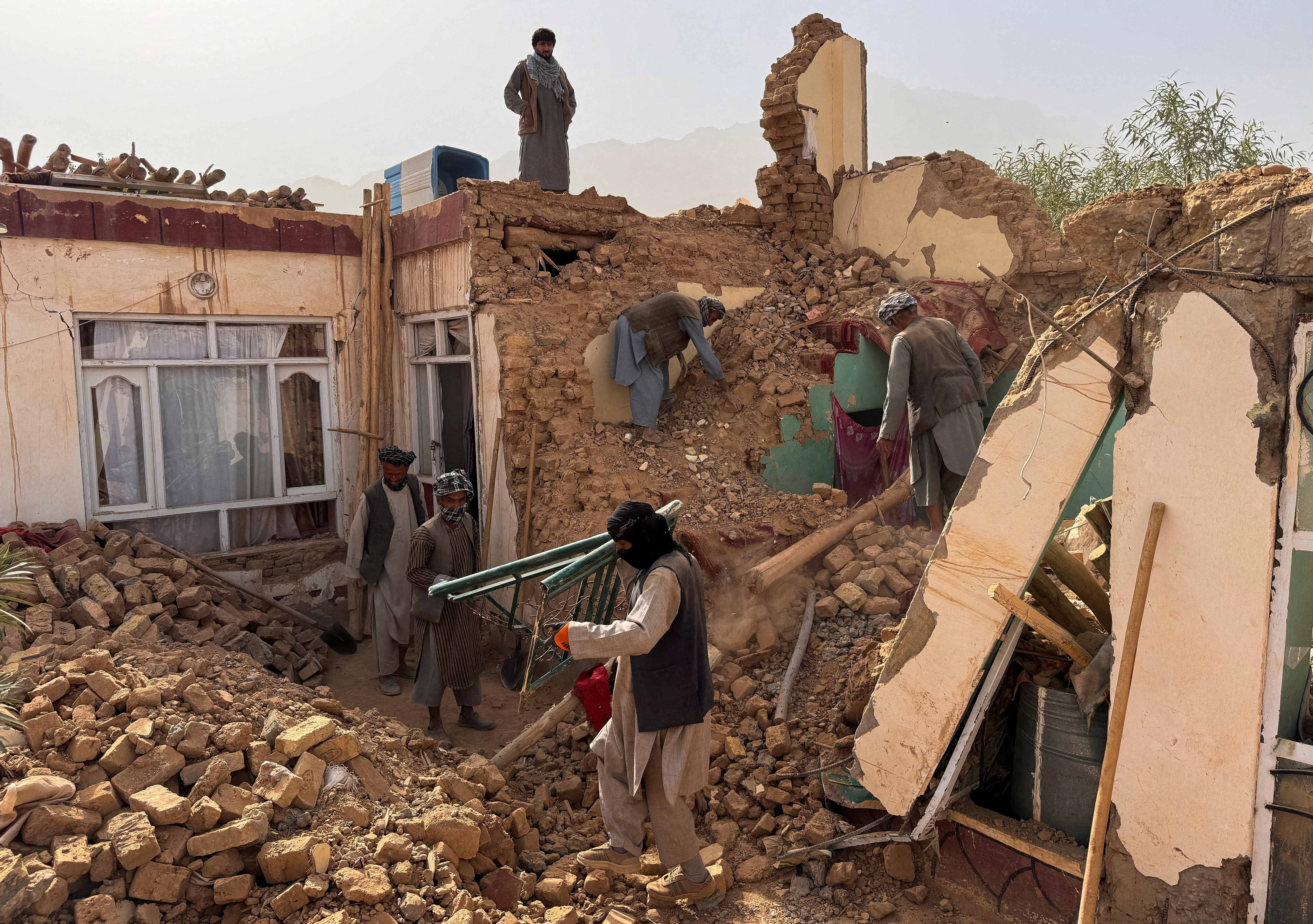 Aftermath of an earthquake, in Samangan province