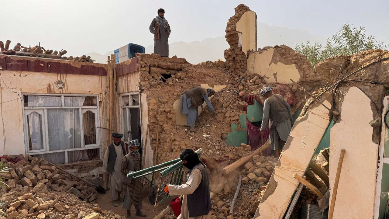 Aftermath of an earthquake, in Samangan province