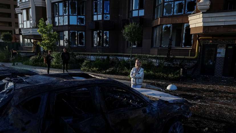 Aftermath of a Russian missile and drone attack in Kyiv
