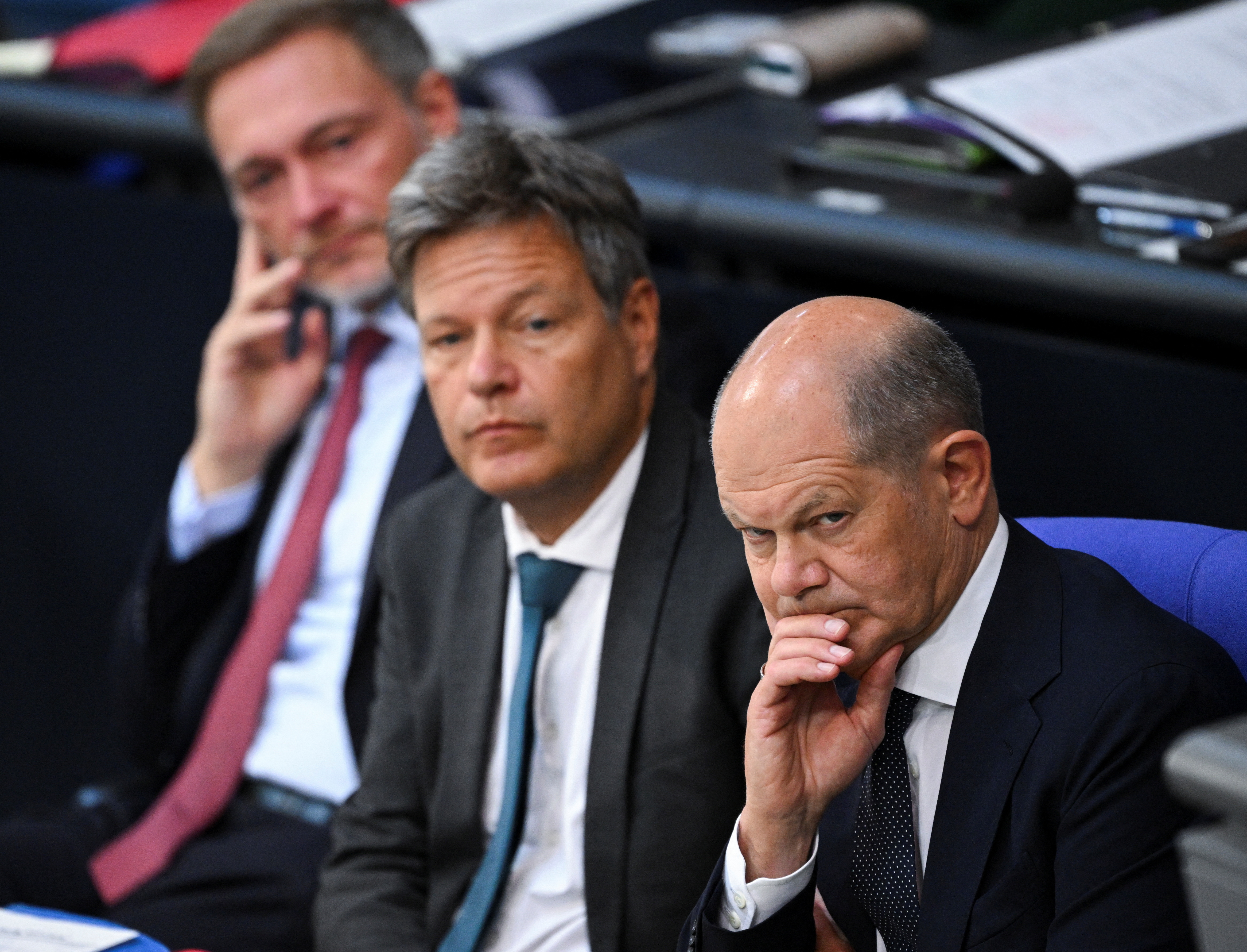 German Chancellor Scholz addresses parliament about current security issues in Berlin